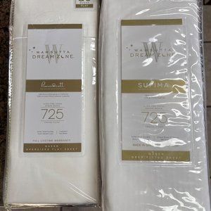 Wamsutta Queen Size 750 Thread Supima Cotton Deep Fitted Sheet & Flat Sheet